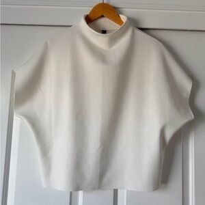 Anthropologie Cream Boxy Mock Neck Sweater
